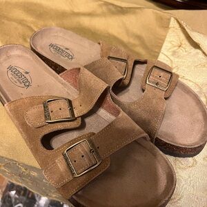 Woodstock Women's Suede Two-Strap Sandals - Brown unisex